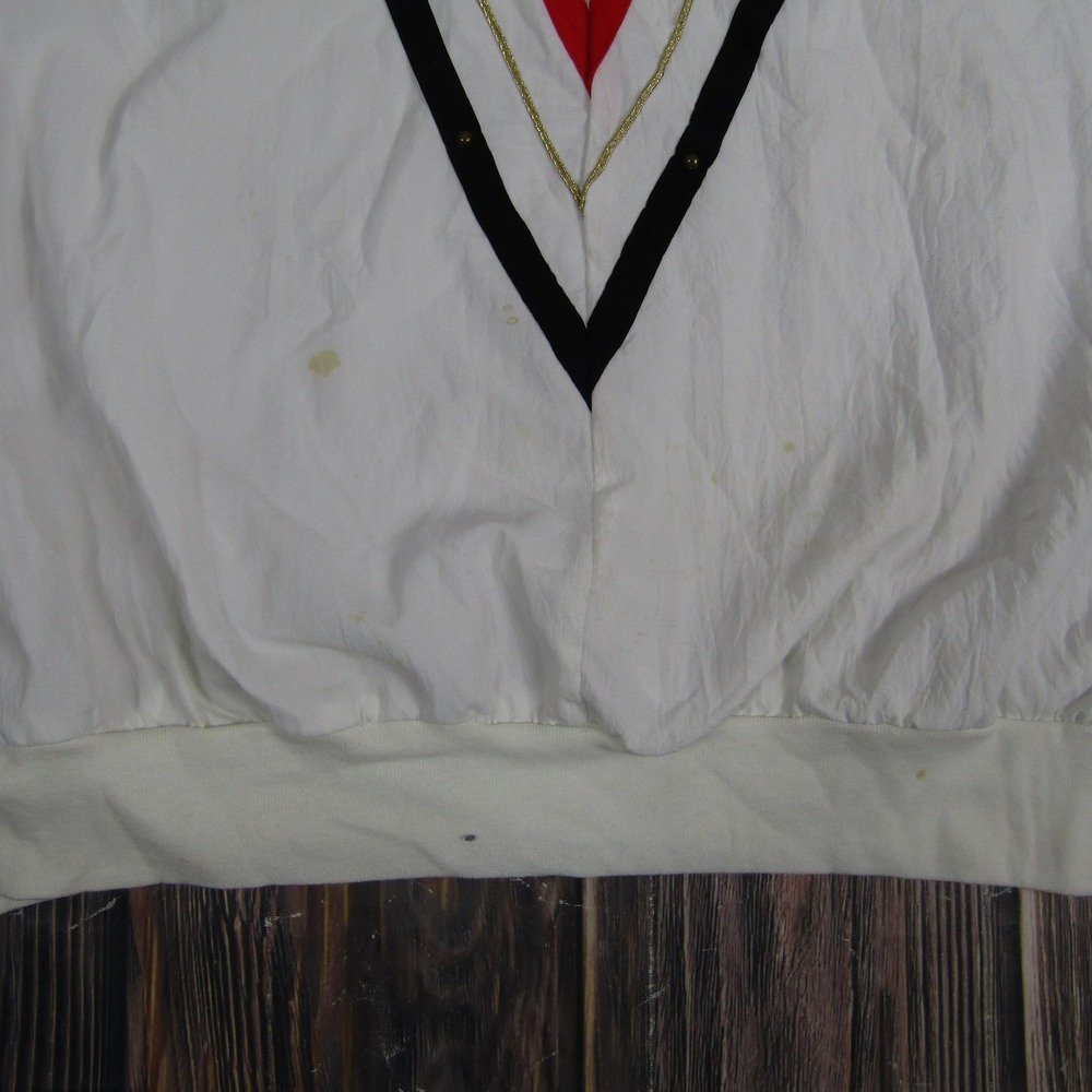 Vintage Remo II Sweatshirt Womens Large White V Stripe Pullover Made USA 80s - Picture 3 of 8